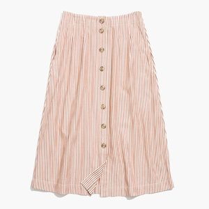 Madewell button-front midi skirt in clay stripe